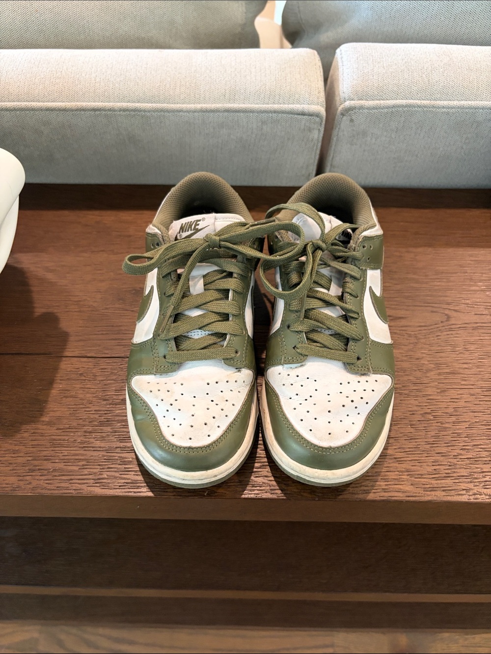 Nike Low-Top Sneakers in Olive Green and White